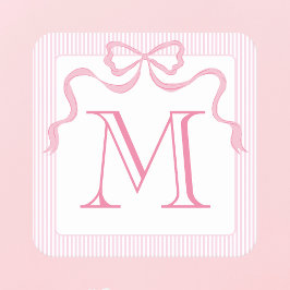 Single Letter Monogram Pink Bow, benutzerdefiniert Rechteckiger Pappuntersetzer