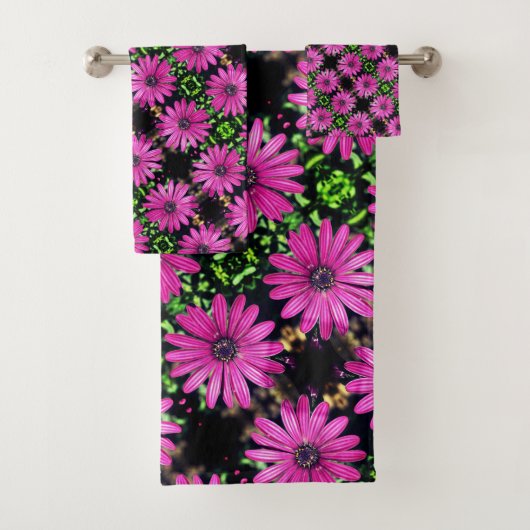 Single Lila African Daisy Blume Muster Badhandtuch Set (Insitu)
