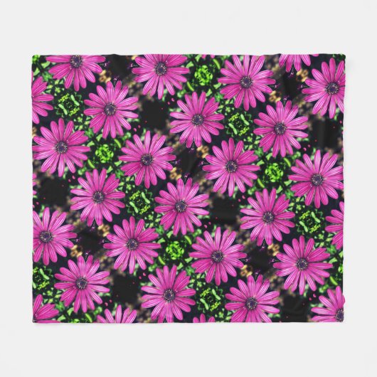 Single Lila African Daisy Blume Muster Fleecedecke (Vorderseite (Horizontal))
