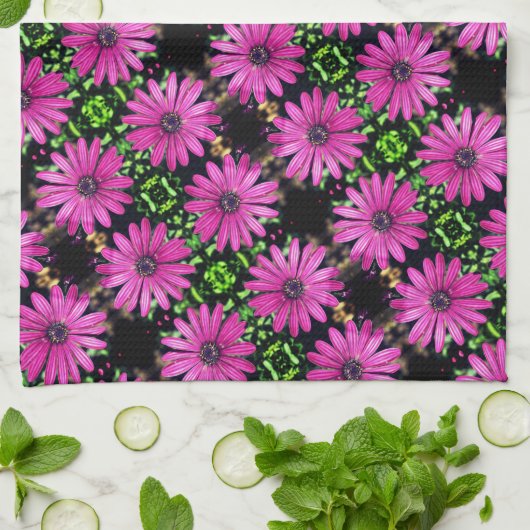 Single Lila African Daisy Blume Muster Geschirrtuch (Gefaltet)