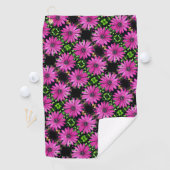 Single Lila African Daisy Blume Muster Golfhandtuch (Insitu)