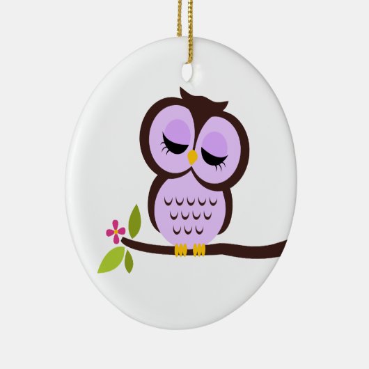 Single-lila Eule Keramikornament (Rechts)