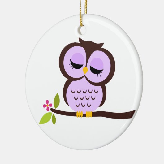 Single-lila Eule Keramikornament (Links)