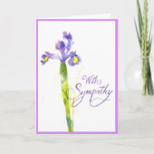 Single-lila Iris-Beileids-Karte Karte (Vorderseite)