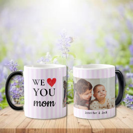 Single Lila Streifen Wir Liebe Sie Mama Foto Verwandlungstasse