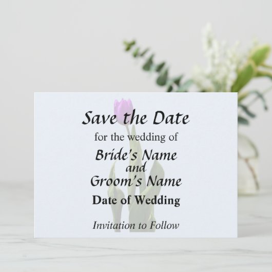 Single Lila Tulip Save The Date (Stehend Vorderseite)