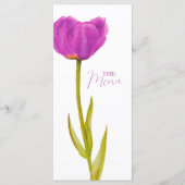 Single lila Tulpenfarbenhochzeit Menükarte (Vorderseite)