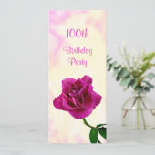 Single Lilac Rose 100. Geburtstag Einladung (Stehend Vorderseite)
