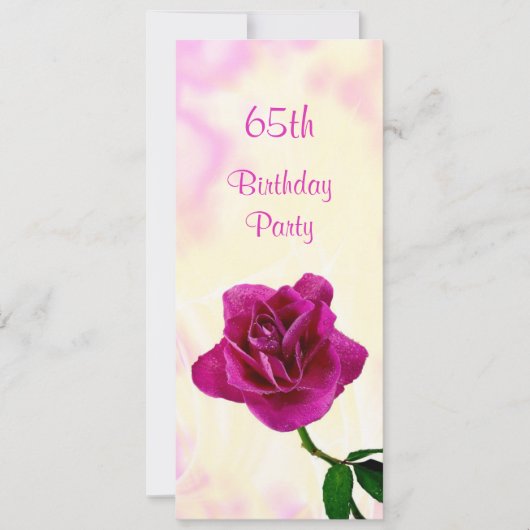 Single Lilac Rose 65. Geburtstag Einladung (Vorderseite)