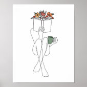 Single Line Art eines Buches Girl Reading Poster (Vorne)