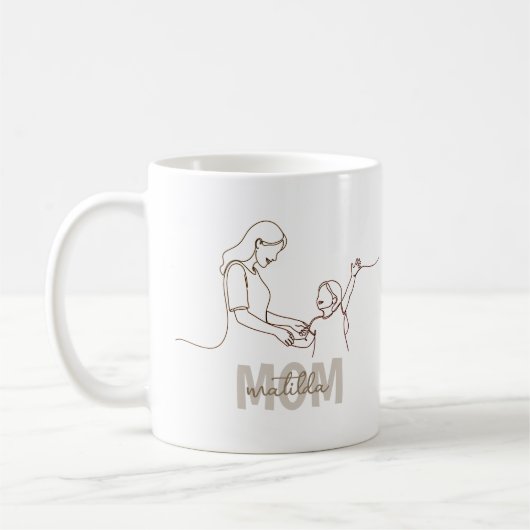 Single line art personalized mom's mug kaffeetasse (Links)