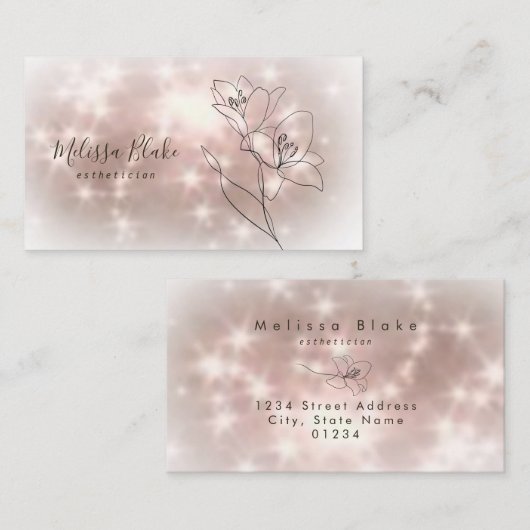 Single Line Blume Logo Visitenkarte (Vorne/Hinten)