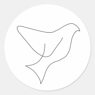 Single Line Taube Zeichnend Urlaub Runder Aufkleber