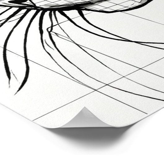 Single Lines Grid Sketch von Black Cat Silhouette Poster (Ecke)