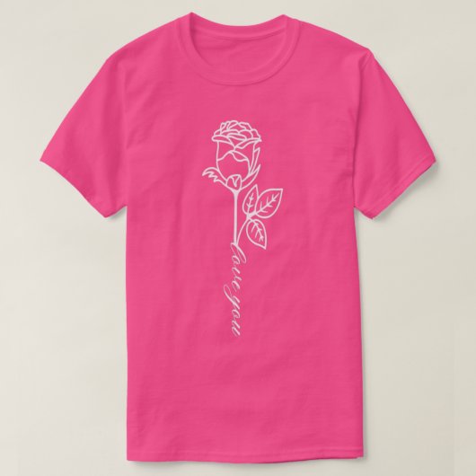 Single Long Stem Rose Liebe Skript T-Shirt (Design vorne)