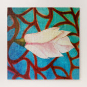Single Magnolia Blume Rosa Aquamarine Vorlage Früh Puzzle (Horizontal)