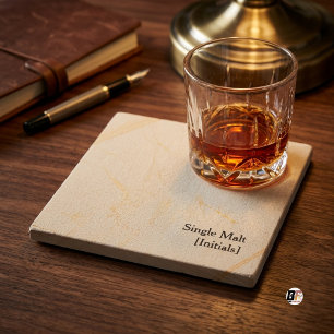 Single Malt Minimalist Whisky Beige Steinuntersetzer