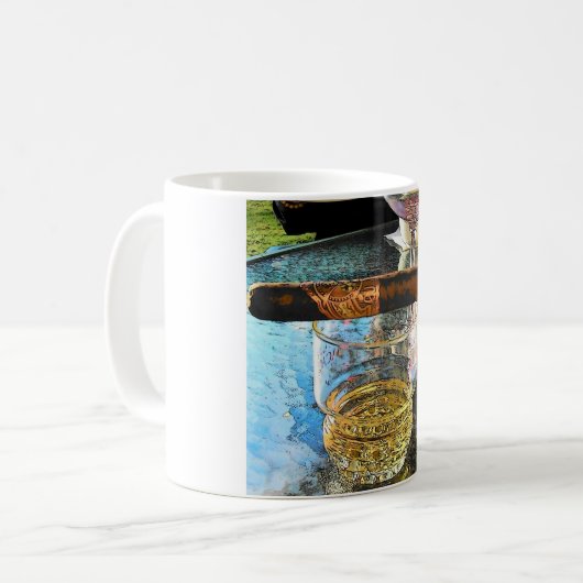 Single-Malz schottisch und eine Zigarre Kaffeetasse (Vorderseite Links)