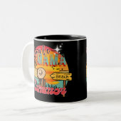 Single Mama Beach Sommerurlaub Retro Vintag Zweifarbige Tasse (Vorderseite Links)
