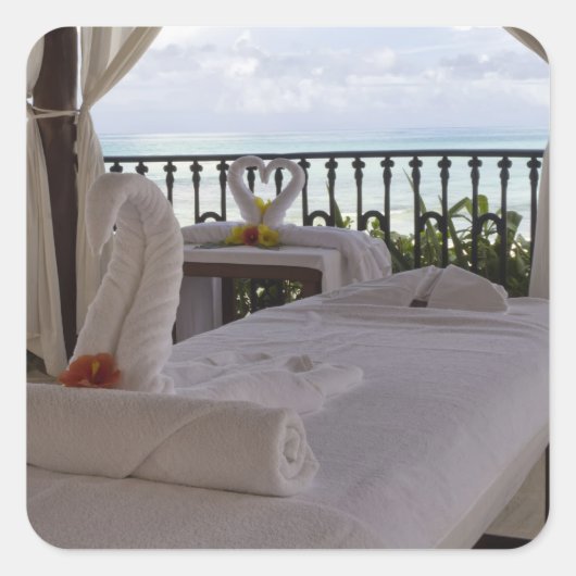 Single Massagetisch Quadratischer Aufkleber (Vorderseite)