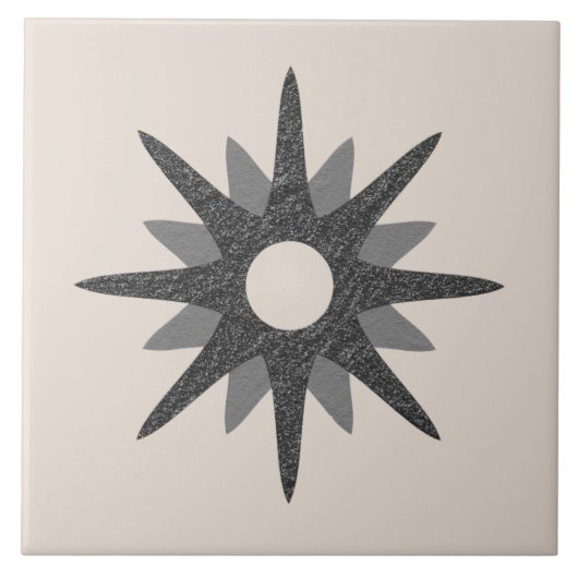 Single Mitte des Jahrhunderts Silberne Sternexplos Fliese (Vorderseite)