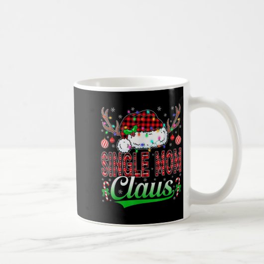 Single Mom Claus Christmas Light Matching Family X Kaffeetasse (Rechts)