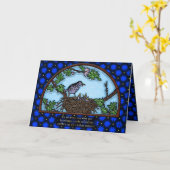 Single Momma Bird Füttre Babys im Nest Karte (Gelbe Blume)