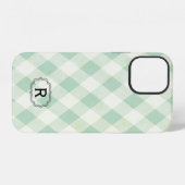 Single Monogram Gerahmt auf Mint und Green Gingham iPhone Hülle (Rückseite (Horizontal))