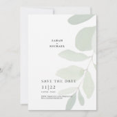 Single Mute Eukalyptus Stem Save the Date einfach (Vorderseite)