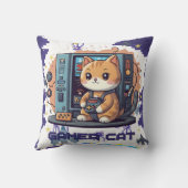 Single Niedlich Gamer Cat Blue Print Kissen (Rückseite)