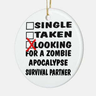Single nimmt auf der Suche nach Zombie Apokalypse Keramikornament