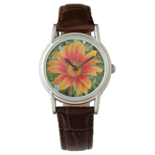 Single Orange Blume Armbanduhr