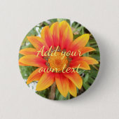 Single Orange Blume Benutzerdefinierter Text Button (Vorderseite)