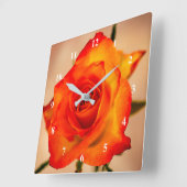 Single Orange Rose Blume Acrylwand Wanduhr (Winkel)