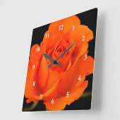 Single Orange Rose Blume Acrylwand Wanduhr (Winkel)