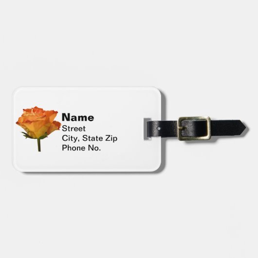 Single Orange Rose Gepäckanhänger (Vorderseite horizontal)