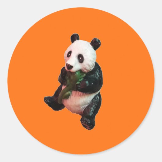 Single Pada Bären essen Bambus Orange Hintergrund Runder Aufkleber (Vorderseite)