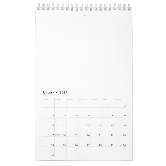 Single Page SmallCalendar, White Kalender (Jan 2027)