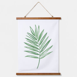 Single Palm Leaf Illustration Wandteppich Mit Holzrahmen