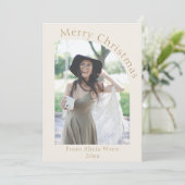 Single Person Cream Modernes Foto Weihnachten (Stehend Vorderseite)