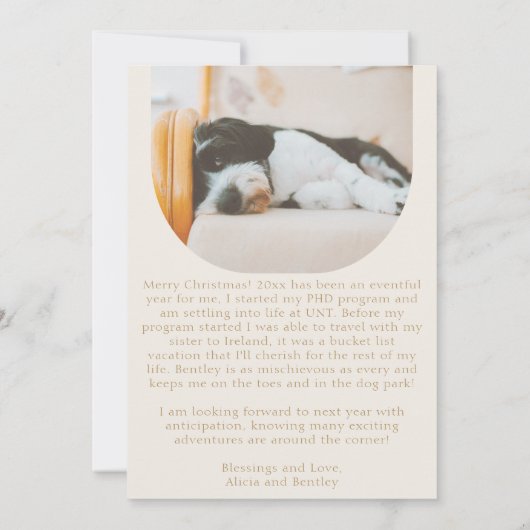 Single Person Cream Modernes Foto Weihnachten (Rückseite)