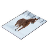 Single Pferd läuft im Schnee Notizblock (Linke Seite)