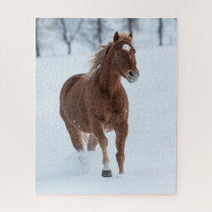 Single Pferd läuft im Schnee Puzzle