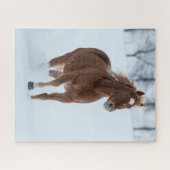 Single Pferd läuft im Schnee Puzzle (Horizontal)