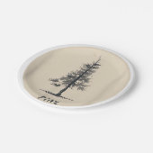Single Pine Tree Outfit Pappteller (Schrägansicht)