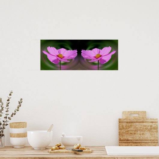 Single Pink Cosmos Blume Mirror Abstrakt Poster (Küche)