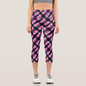 Single Pink Cosmos Blume Muster Capri Leggings (Vorderseite)