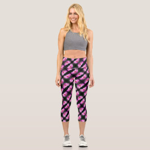 Single Pink Cosmos Blume Muster Capri Leggings