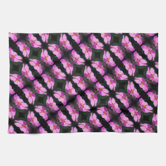 Single Pink Cosmos Blume Muster Geschirrtuch (Horizontal)