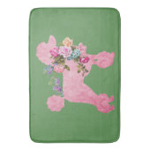 Single Pink French Poodle auf Grün Badematte (Vorderseite Vertikal)
